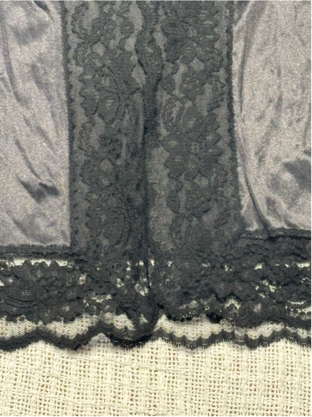 Vintage Undercover Wear Black Lace Trim Open Front Cardigan Robe XL EUC Whimsigo - Picture 4 of 8